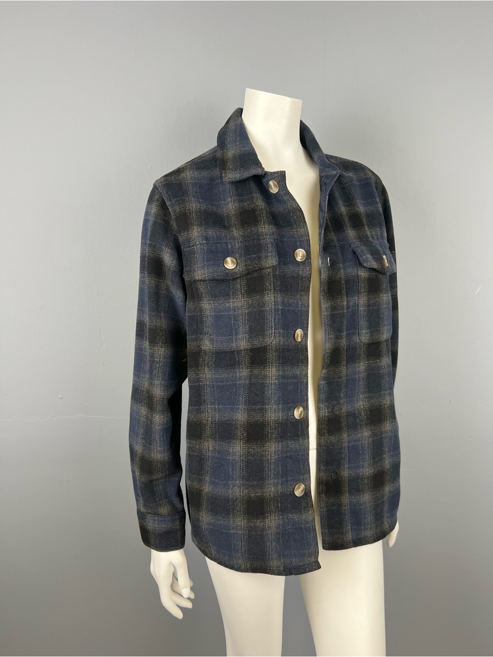 Old Navy Thicker Plaid Button-Front Shacket in Navy and Charcoal